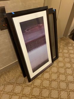Framed Abstract Art Print Dark Wood Frame