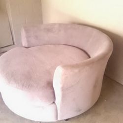 Oversized Grey Swivel Chair On Wheels