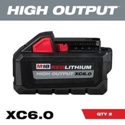 Milwaukee M18 18-Volt Lithium-Ion High Output 6.0Ah Battery Pack (2-Pack)