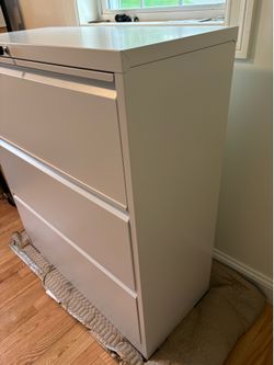 Three drawer lateral file cabinet with key
