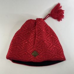 Merkley Headgear Red Fleece Beanie Hat Tassel Vail USA Toronto Canada