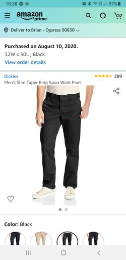 Dickies Slim Fit Tapered Leg Ring Spun Work Pants 31x30