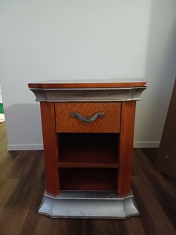 Nice Solid Wood Nightstand with Drawer and Open Shelves