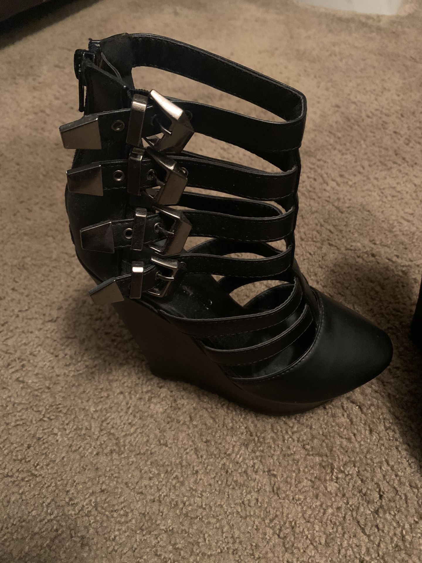 Black gladiator heels