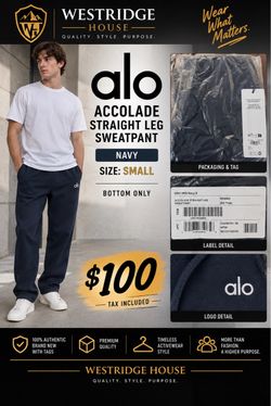 Alo Yoga Accolade Straight Leg Sweatpant Navy Small