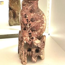 Old Pink Carved Soap Stone Vase