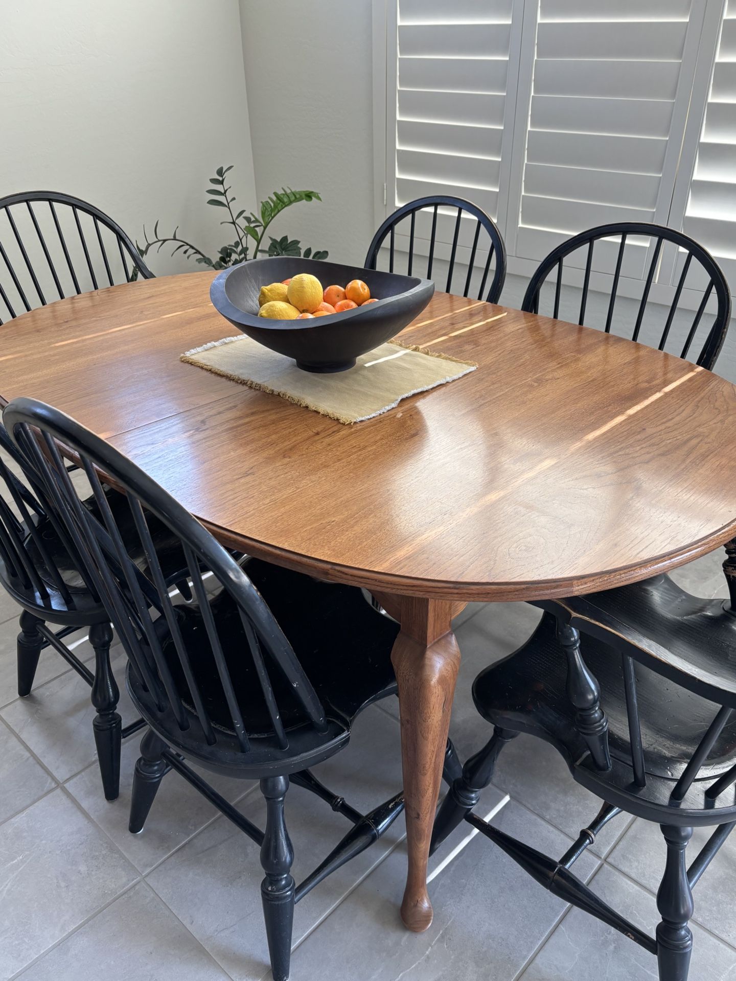 Thomasville Solid Oak Dining Table, Six Chairs And Buffet