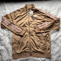MSRP $90 Kappa Logo Tape Artem 2 Track Jacket Mens Size 2XL Beige Cherry New!