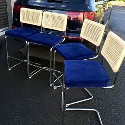 4 Walsh Velvet Bar & Counter Stool By AllModern In Sapphire Blue Velvet