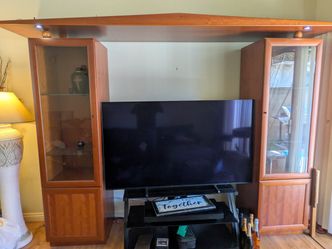 Entertainment Center Wall Unit With Glass Shelves