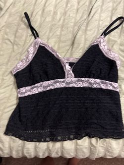 Black & Pink lace crop top
