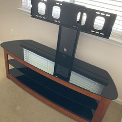Mount Swivel TV Stand with Glass Shelves (obo). 
