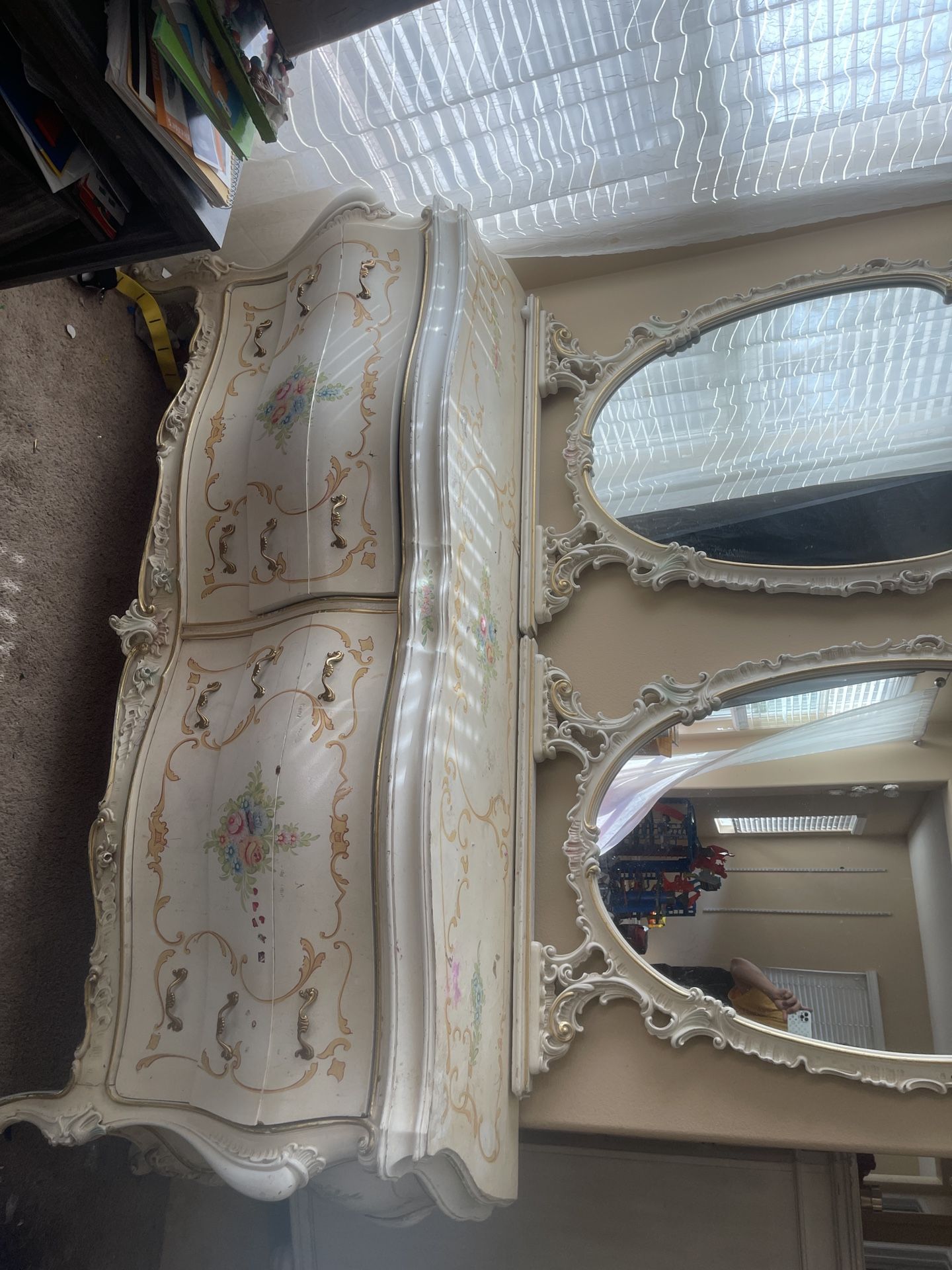 Italian Designer SILIK Classic Antique Dresser And 2 Mirrors
