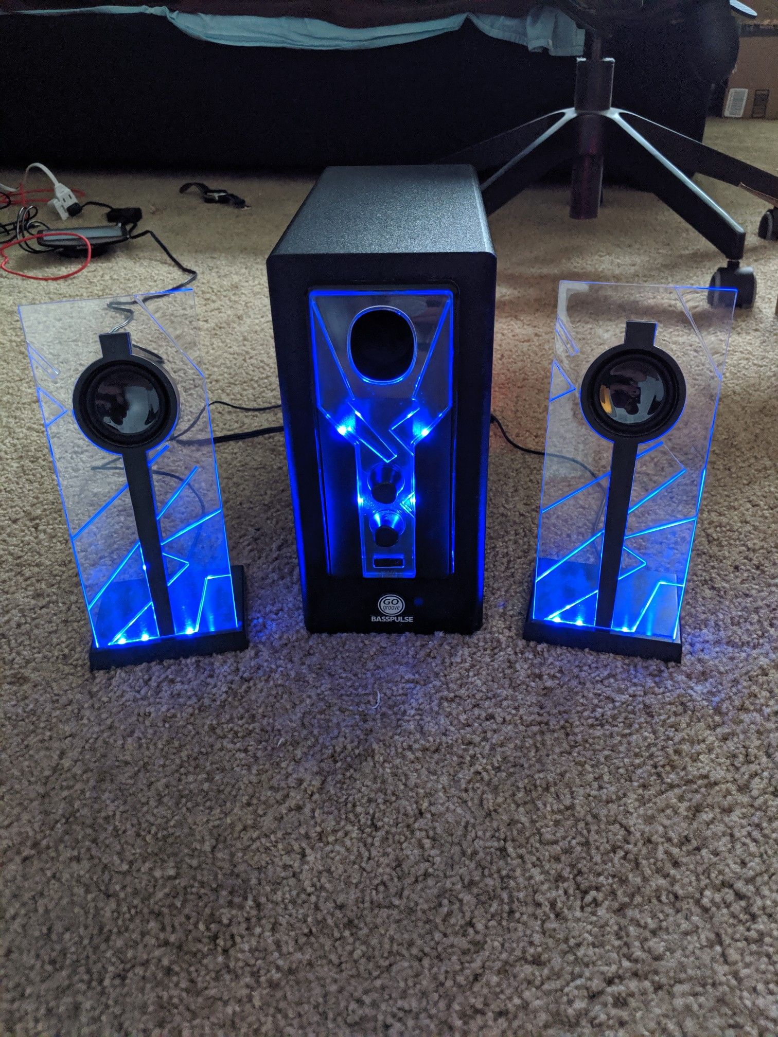 GoGroove Bass Pulse Blue LED Speakers with Subwoofer