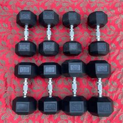 SET OF RUBBER DUMBBELLS (PAIRS OF) :  30s  35s  40s  55s 