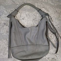 Gray Leather Hobo Bag