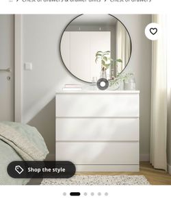 IKEA MALM 3-Drawer Dresser / Chest - White