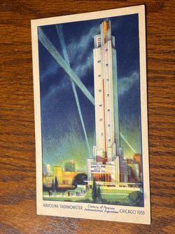 Vintage Postcard - Century of  Progress - Havoline Thermometer