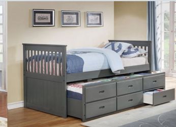 New Twin Captain Bed With Twin Trundle 