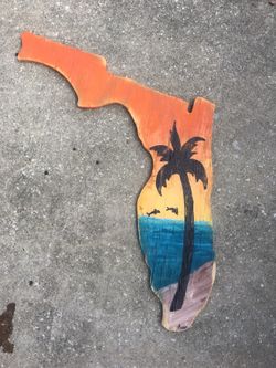 Solid wood, hand crafted State of Florida wall decor