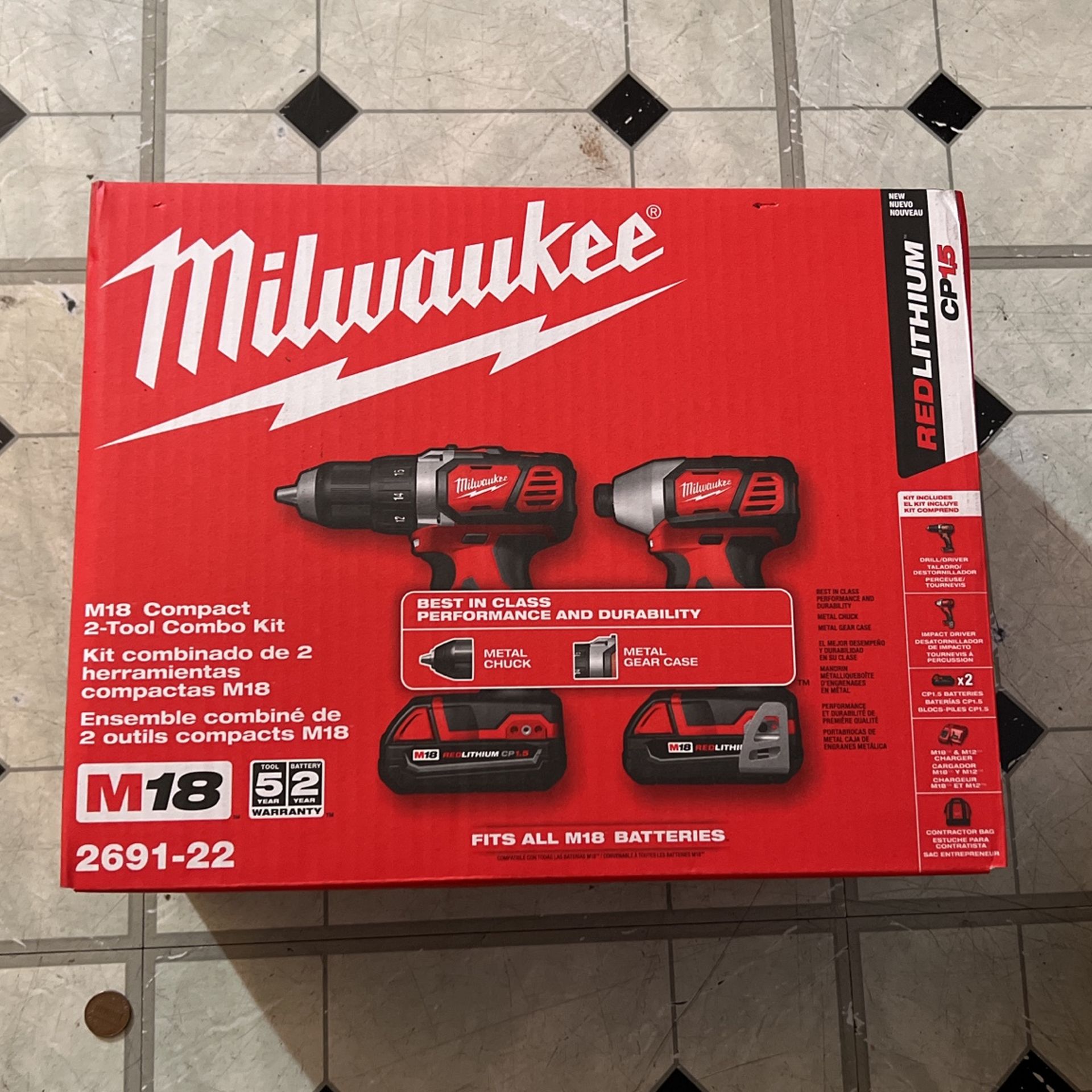Milwaukee M18 18 Volt Lithium Ion Cordless Drill Driver/Impact