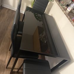 Black Glass Top Small Kitchen Table