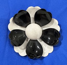 Vintage Back And White Flower Brooch