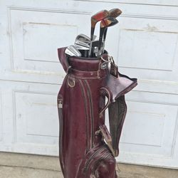 Vintage leather bag and clubs!
