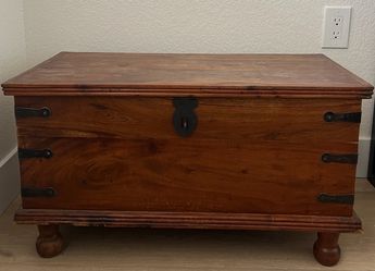 Wooden Storage Trunk Chest with Iron Hardware