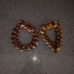 22 Mm Rose Gold And 20 Mm Gold Cuban Bracelet 