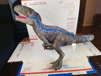 Jurassic World Velociraptor Blue Dinosaur Plush Toy 22" Long
