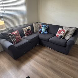 Ethan Allen 3-Piece Sectional Sofa – Roll Arms + Feather-Blend Cushions