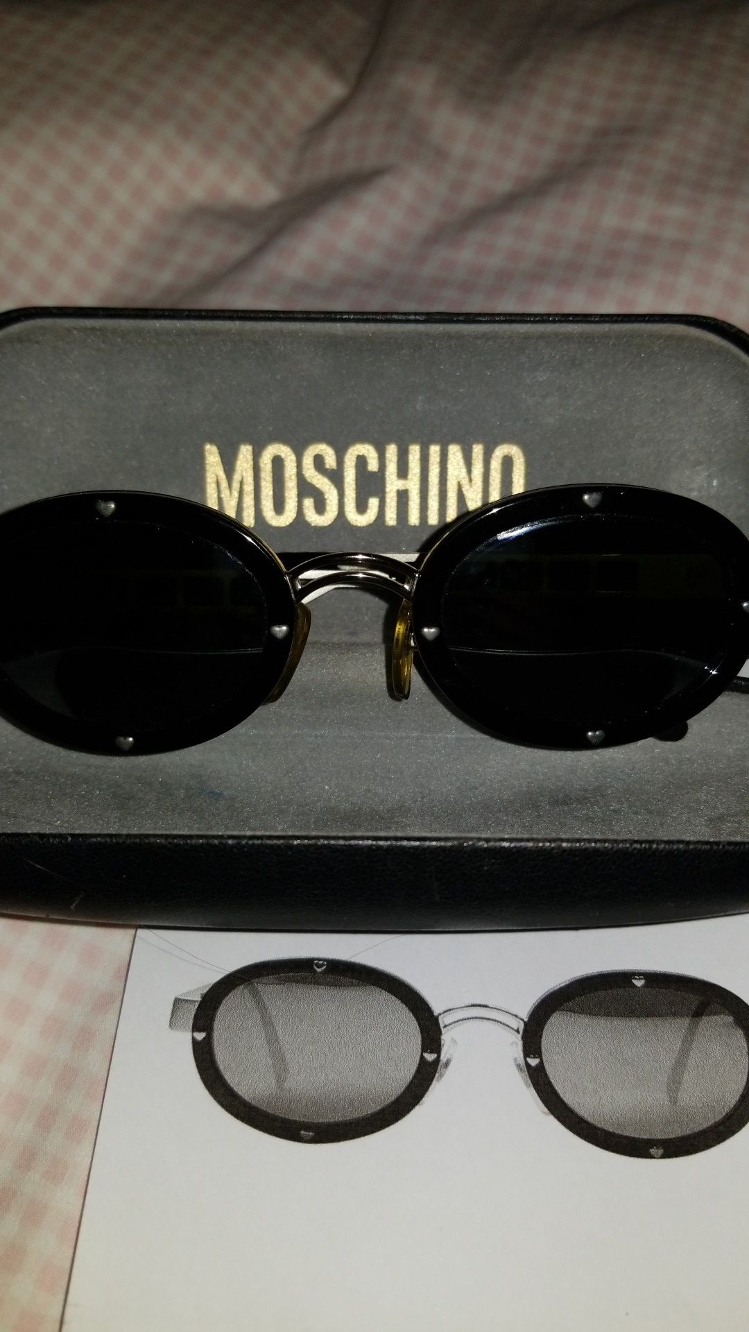 Moschino Oval Mirror Sunglasses w/Heart Details