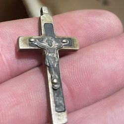 1800s Crucifix  , Brass And Wood . 