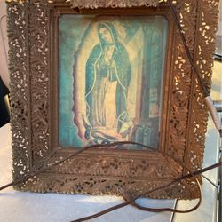 Metal Framed Lighted Virgin Image