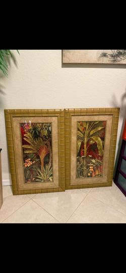 Tropical Botanical Framed Wall Art Set of 2