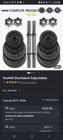 Yes4All Adjustable Dumbbell Set 40 lbs