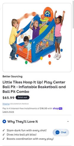 Little Tikes Hoop It Up! Play Center Ball Pit - Inflatable Basketball and Ball Pit Combo