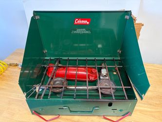 Vintage Coleman 2 burner camp stove with box