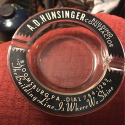 Vintage A.D. Humdinger Bloomberg, PA Glass Ashtray