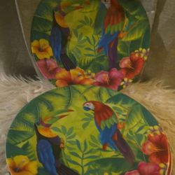 Set Of 6 Tropical Melamine Plates