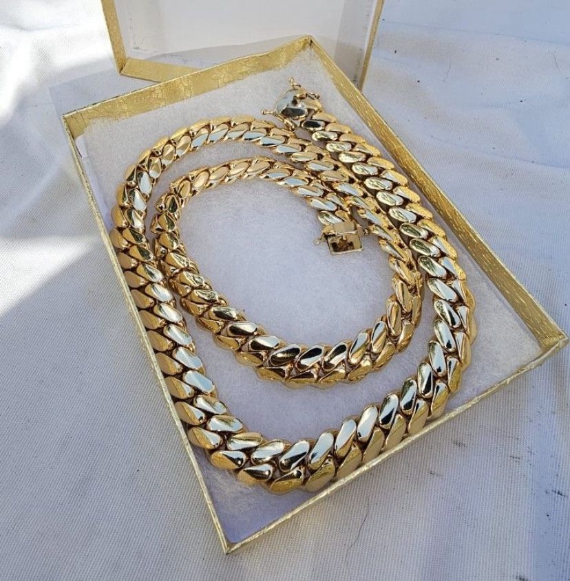 14k & 18k Miami Cuban Link Gold Plated 20mm Heavy Chain 