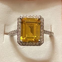 Yellow Sapphire Ring S925 Size 7 & 8