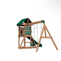 Backyard Discovery Buckley Hill Residential Wood Playset with 2 Swings and Slide Included