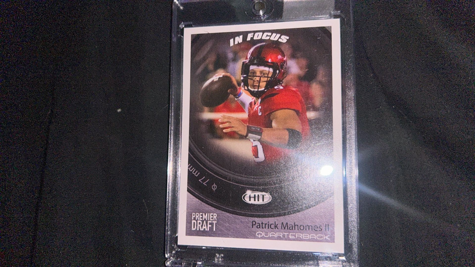 Patrick Mahomes Hit In Focus Premier Draft Sage Rookie Football Card