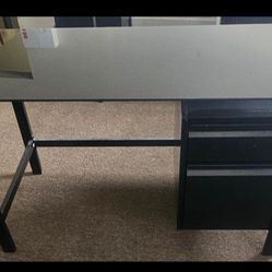Black Office Desk with Drawers