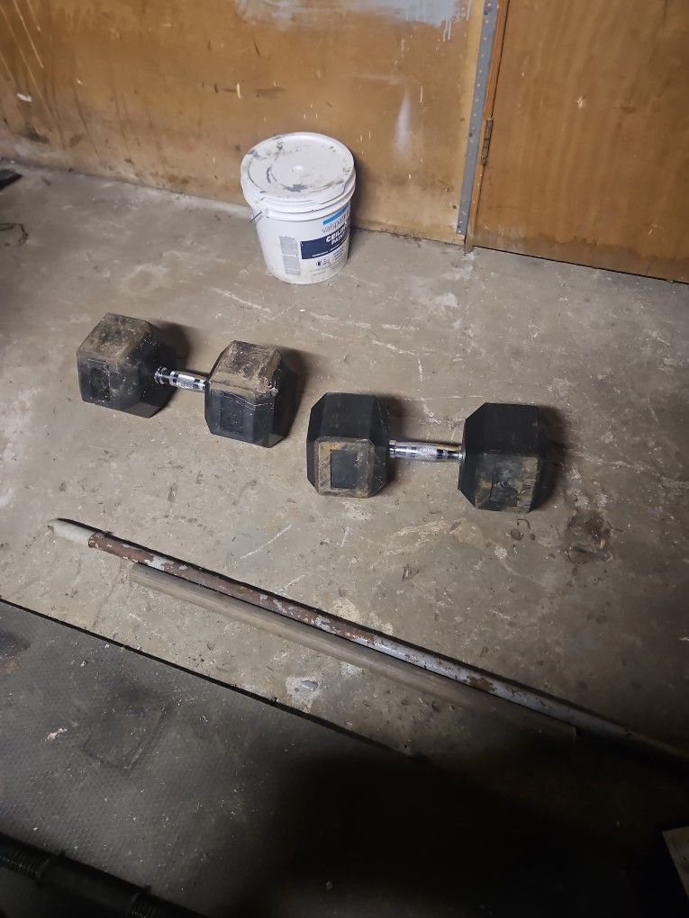 rubber 85 Pounds Set dumbells
