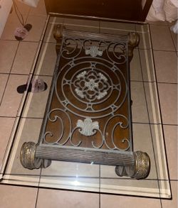 Wood and Wrought Iron Dining Table