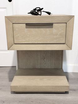 Modern Nightstand with Drawer & Power Cord, Like New Condition
