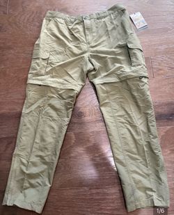 Swiss Alps Pants Mens XL Olive Convertible Zip Off Cargo Performance Hiking NWT